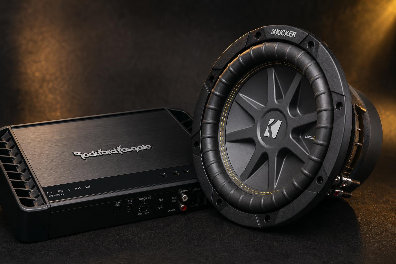Kicker subwoofer and Rockford Fosgate amplifier